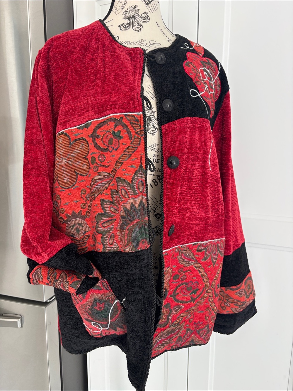 Red & Black Patchwork Women’s Jacket
